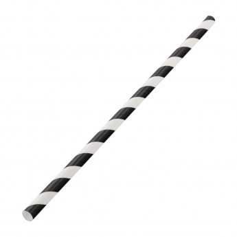 Utopia Biodegradable Paper Straws Black Stripes (Pack of 250) - Click to Enlarge