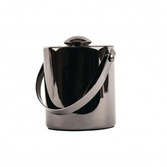 Olympia Double Walled Ice Bucket with Lid 1Ltr Gunmetal - Click to Enlarge