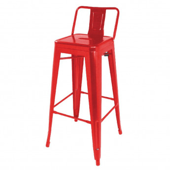 Bolero Bistro Steel High Stool With Backrest Red (Pack of 4) - Click to Enlarge