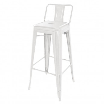 Bolero Bistro Steel High Stool With Backrest White (Pack of 4) - Click to Enlarge