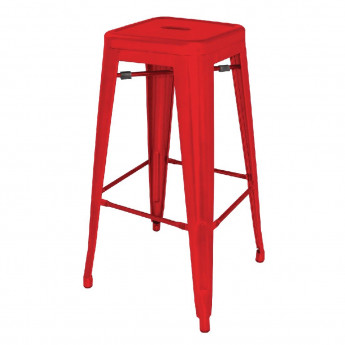 Bolero Bistro Steel High Stool Red (Pack of 4) - Click to Enlarge