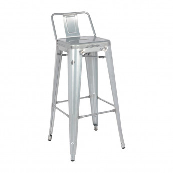 Bolero Bistro Galvanised Steel High Stool with Backrest (Pack of 4) - Click to Enlarge