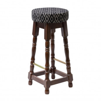 Classic Dark Wood High Bar Stool with Black Diamond Seat (Pack of 2) - Click to Enlarge