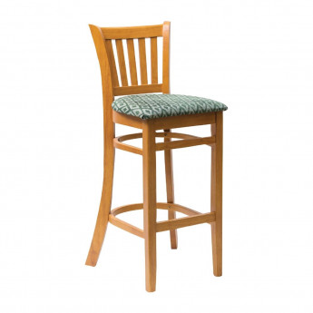 Manhattan Soft Oak Bar Chair with Green Diamond Padded Seat - Click to Enlarge