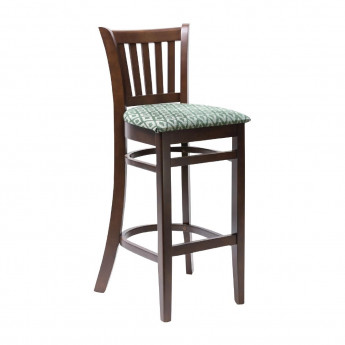 Manhattan Dark Walnut Bar Chair with Green Diamond Padded Seat - Click to Enlarge