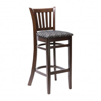 Manhattan Dark Walnut Bar Chair with Black Diamond Padded Seat - Click to Enlarge