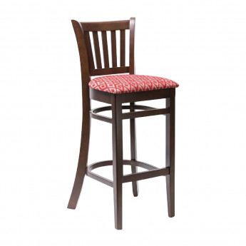 Manhattan Dark Walnut Bar Chair with Red Diamond Padded Seat - Click to Enlarge