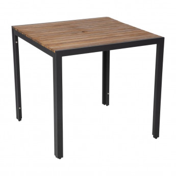 Bolero Square Steel and Acacia Table 800mm - Click to Enlarge