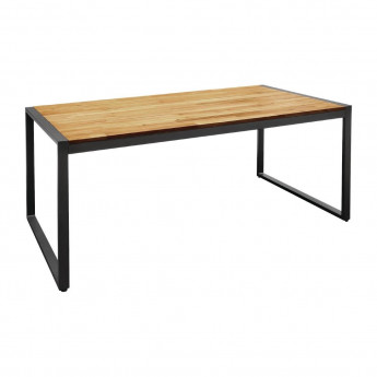 Bolero Acacia Wood and Steel Rectangular Industrial Table 1800mm - Click to Enlarge