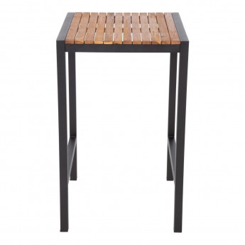 Bolero Square Steel and Acacia Bar Table 600mm - Click to Enlarge