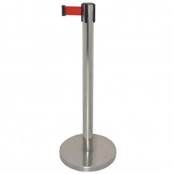 Bolero Polished Barrier with Red Strap 3m - Click to Enlarge