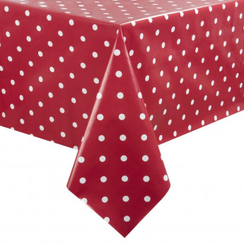 PVC Polka Dot Tablecloth Red 54in - Click to Enlarge