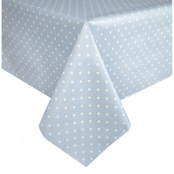 Wipe Clean PVC Table Cloth Pale Blue Small Polka Dot 1400x1400mm - Click to Enlarge
