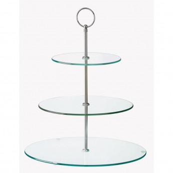 Glass Three Tiered Afternoon Tea Cake Stand - Click to Enlarge