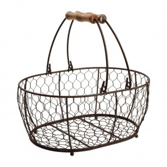 T&G Provence Wire Oval Basket with Handles Brown - Click to Enlarge