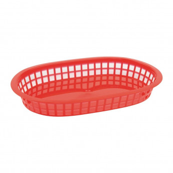 Oval Polypropylene Food Basket Red (Pack of 6) - Click to Enlarge