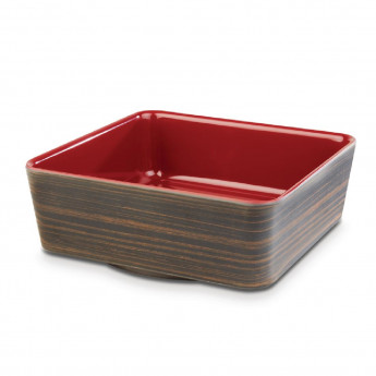 APS+ Melamine Square Bowl Oak and Red 1.5 Ltr - Click to Enlarge