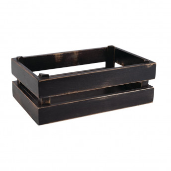 APS Superbox Wooden Buffet Crate Black Vintage 1/4 GN - Click to Enlarge