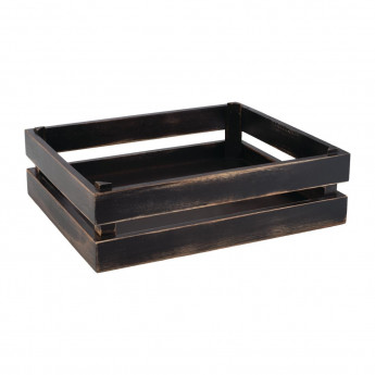 APS Superbox Wooden Buffet Crate Black Vintage 1/2 GN - Click to Enlarge