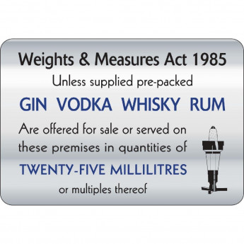 25ml Weights & Measures Act Sign - Click to Enlarge