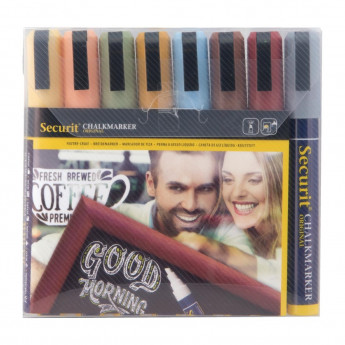 Securit 6mm Liquid Chalk Pens Assorted Earth Colours (Pack of 8) - Click to Enlarge