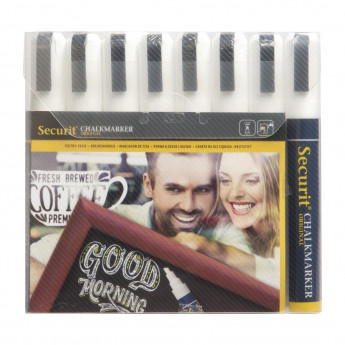 Securit 6mm Liquid Chalk Pens White (Pack of 8) - Click to Enlarge