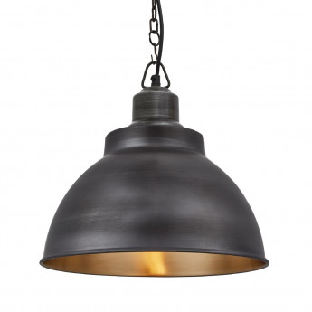 Industville Brooklyn Dome Pendant Light Pewter and Brass 330mm - Click to Enlarge