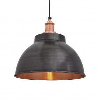 Industville Brooklyn Dome Pendant Light Pewter and Copper 330mm - Click to Enlarge