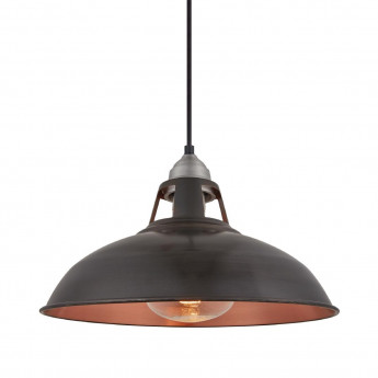 Industville Old Factory Slotted Heat Pendant Pewter and Copper 380mm - Click to Enlarge