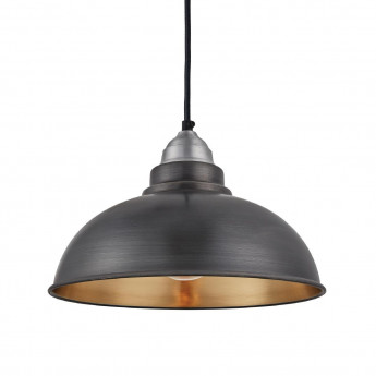 Industville Old Factory Pendant Pewter and Brass 305mm - Click to Enlarge
