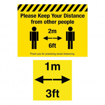 Please Keep Your Distance Social Distancing 1m and 2m Floor Graphic Bundle 400 x 300mm - Click to Enlarge