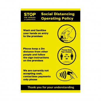 Social Distancing Operating Policy Poster A3 Self-Adhesive - Click to Enlarge