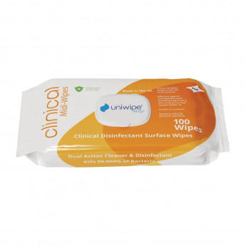 Uniwipe Clinical Disinfectant Midi-Wipes (Pack 100) - Click to Enlarge
