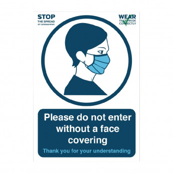 Please Do Not Enter Without a Face Covering Vinyl Sign A4 - Click to Enlarge