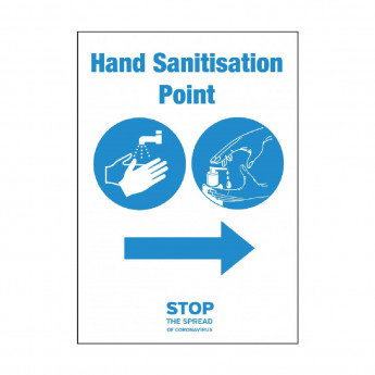 Hand Sanitisation Point Arrow Right Sign A4 Self-Adhesive - Click to Enlarge