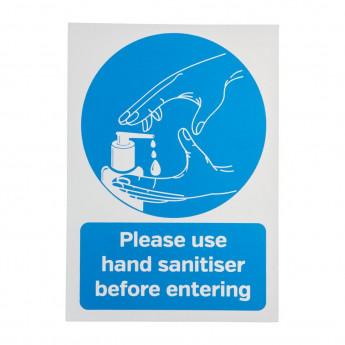 Please Use Hand Sanitiser Before Entering Sign A4 Self-Adhesive - Click to Enlarge