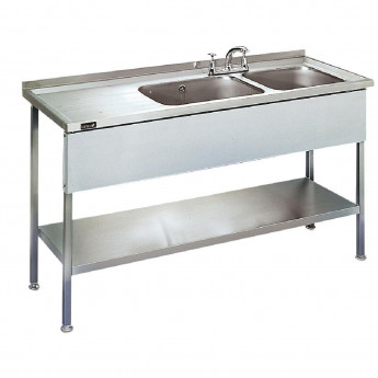 Lincat Stainless Steel Double Sink Unit with Left Hand Drainer - Click to Enlarge