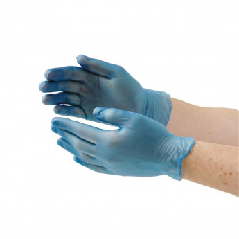 Vogue Powder-Free Vinyl Gloves Blue (Pack of 100) - Click to Enlarge