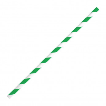 Fiesta Green Compostable Bendy Paper Straws Green Stripes (Pack of 250) - Click to Enlarge