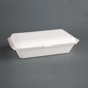 Fiesta Green Compostable Bagasse Hinged Food Containers 248mm - Click to Enlarge