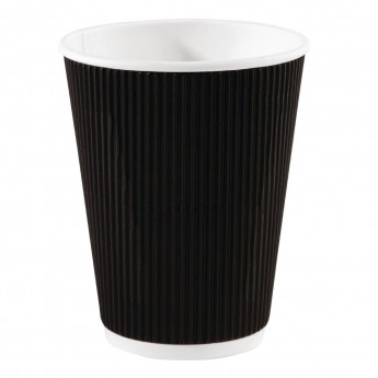 Fiesta Disposable Coffee Cups Ripple Wall Black 340ml / 12oz - Click to Enlarge