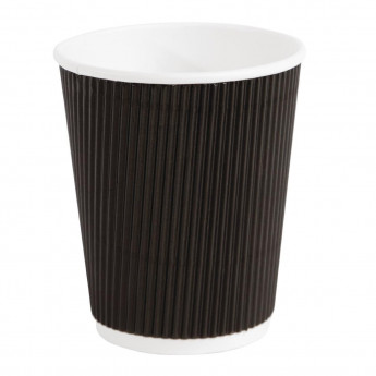 Fiesta Disposable Coffee Cups Ripple Wall Black 225ml / 8oz - Click to Enlarge