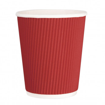 Fiesta Disposable Coffee Cups Ripple Wall Red 225ml / 8oz - Click to Enlarge