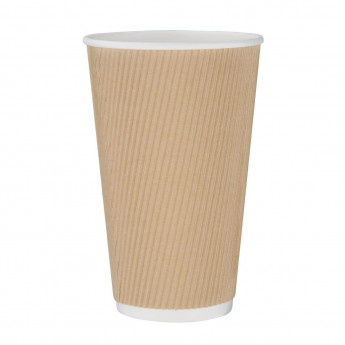 Fiesta Ripple Wall Takeaway Coffee Cups Kraft 455ml / 16oz - Click to Enlarge