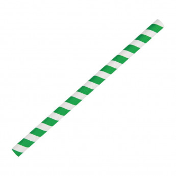 Fiesta Green Compostable Paper Smoothie Straws Green Stripes (Pack of 250) - Click to Enlarge