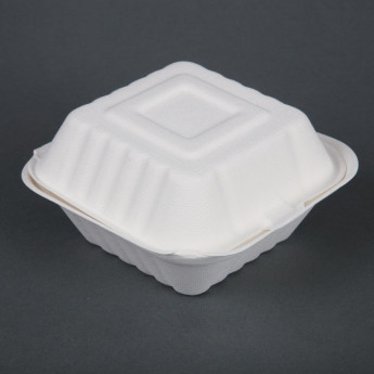 Fiesta Green Compostable Bagasse Burger Boxes with Side Ridges 152mm (Pack of 500) - Click to Enlarge