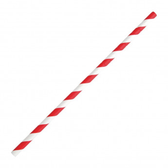 Fiesta Green Compostable Bendy Paper Straws Red Stripes (Pack of 250) - Click to Enlarge