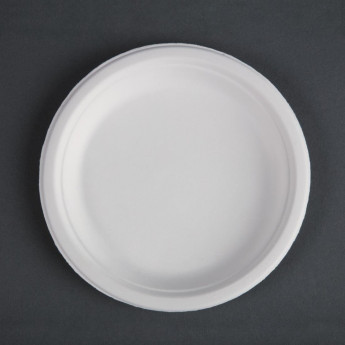 Fiesta Green Compostable Bagasse Plates Round 179mm (Pack of 50) - Click to Enlarge