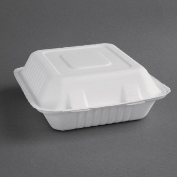 Fiesta Green Compostable Bagasse Hinged Food Containers (Pack of 200) - Click to Enlarge