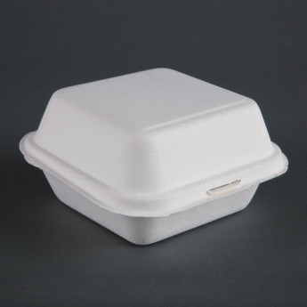 Fiesta Green Compostable Bagasse Burger Boxes with Bottom Ridges 153mm (Pack of 500) - Click to Enlarge
